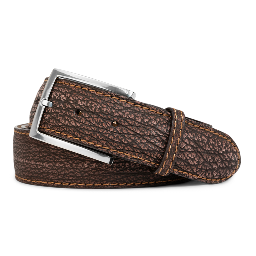 COGNAC BUFFED SHARK CUSTOM BELT