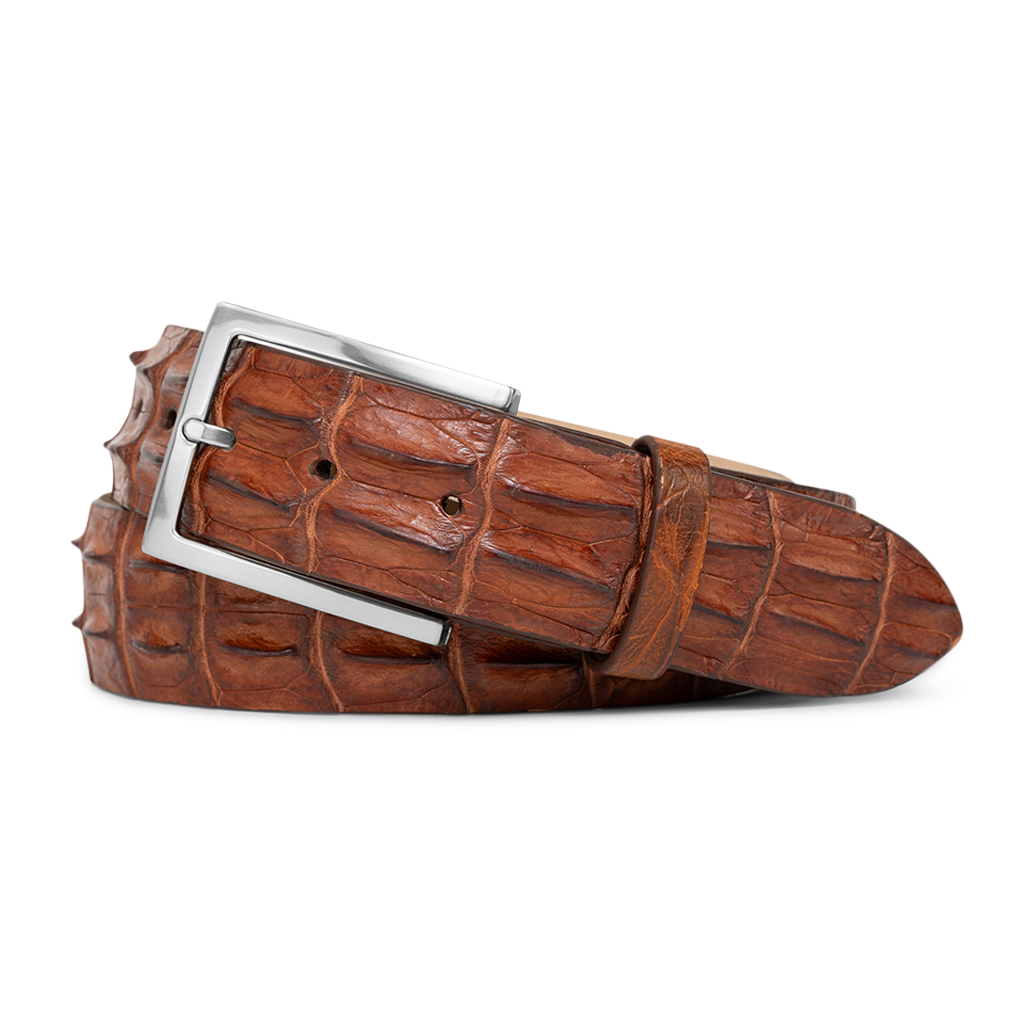 COGNAC HORNBACK CROCODILE CUSTOM BELT