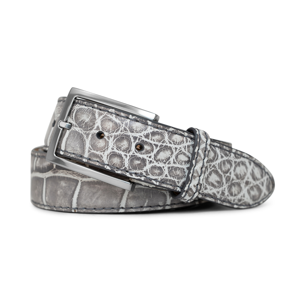 GREY &amp; WHITE ALLIGATOR CUSTOM BELT