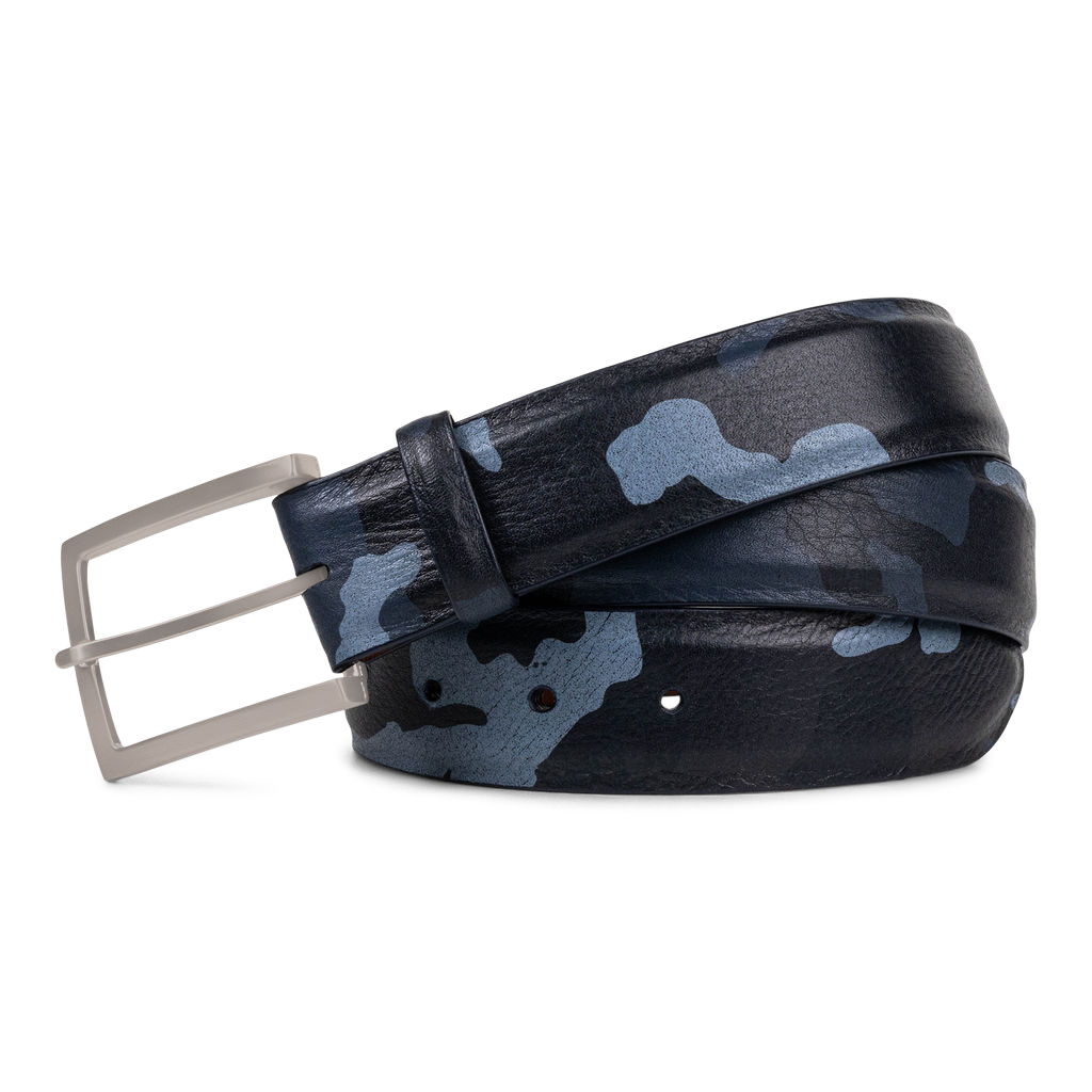 BLUE CAMO LEATHER BELT