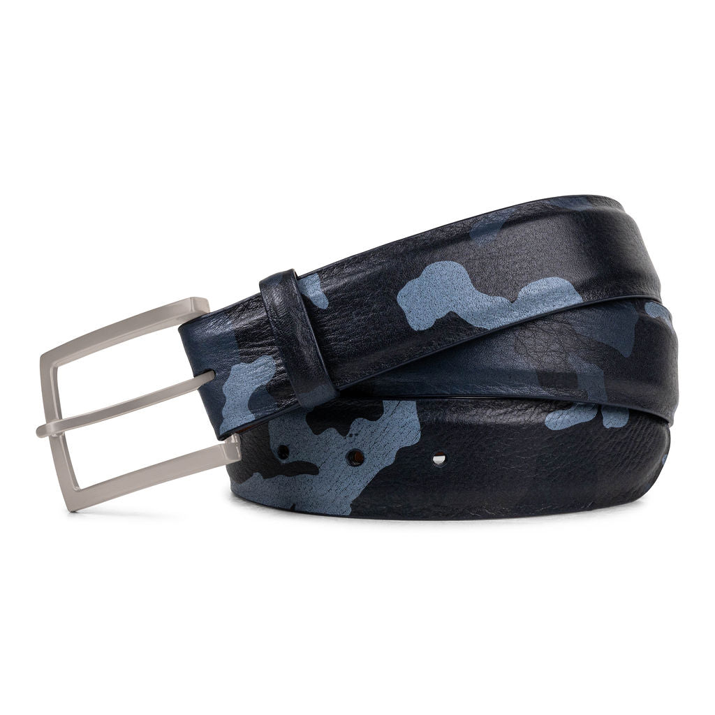 BLUE CAMO LEATHER BELT