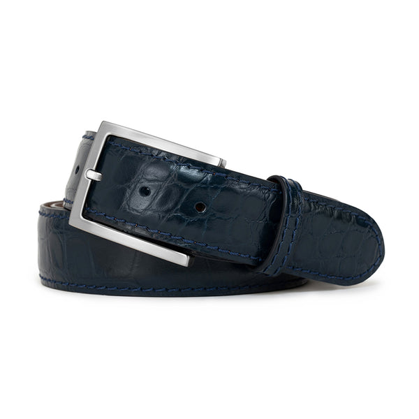 Navy Blue Alligator Genuine Calfskin Leather Golf Belt | Ace  display picture 1