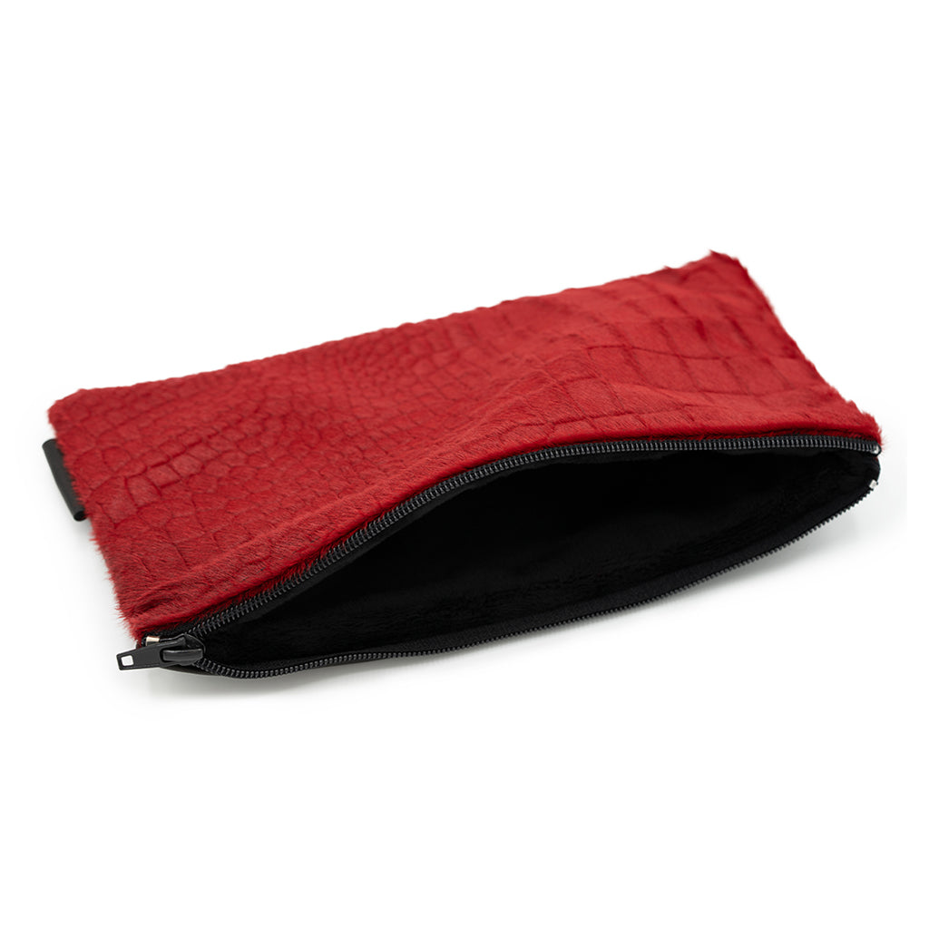 RED HAIRY ALLIGATOR CASH BAG
