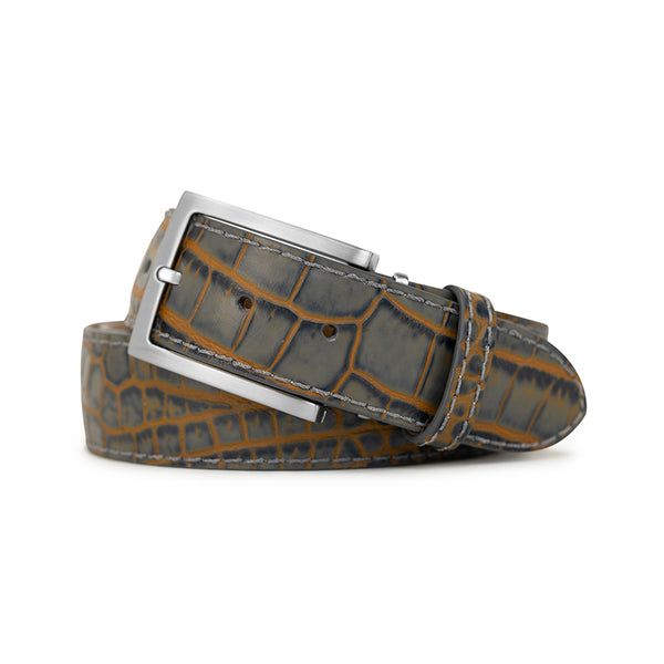 grey alligator golf belt