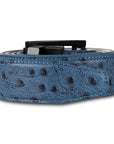 BLUE EMBOSSED OSTRICH BELT Ace of Clubs Golf Co.