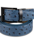BLUE EMBOSSED OSTRICH BELT Ace of Clubs Golf Co.