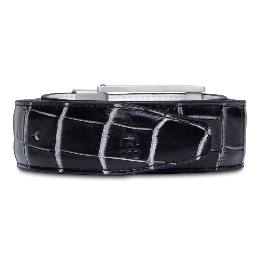 BLACK & WHITE ALLIGATOR - Premium GENUINE ALLIGATOR BELT from Ace of Clubs Golf Co. - Just $399.00! Shop now at Ace of Clubs Golf Company