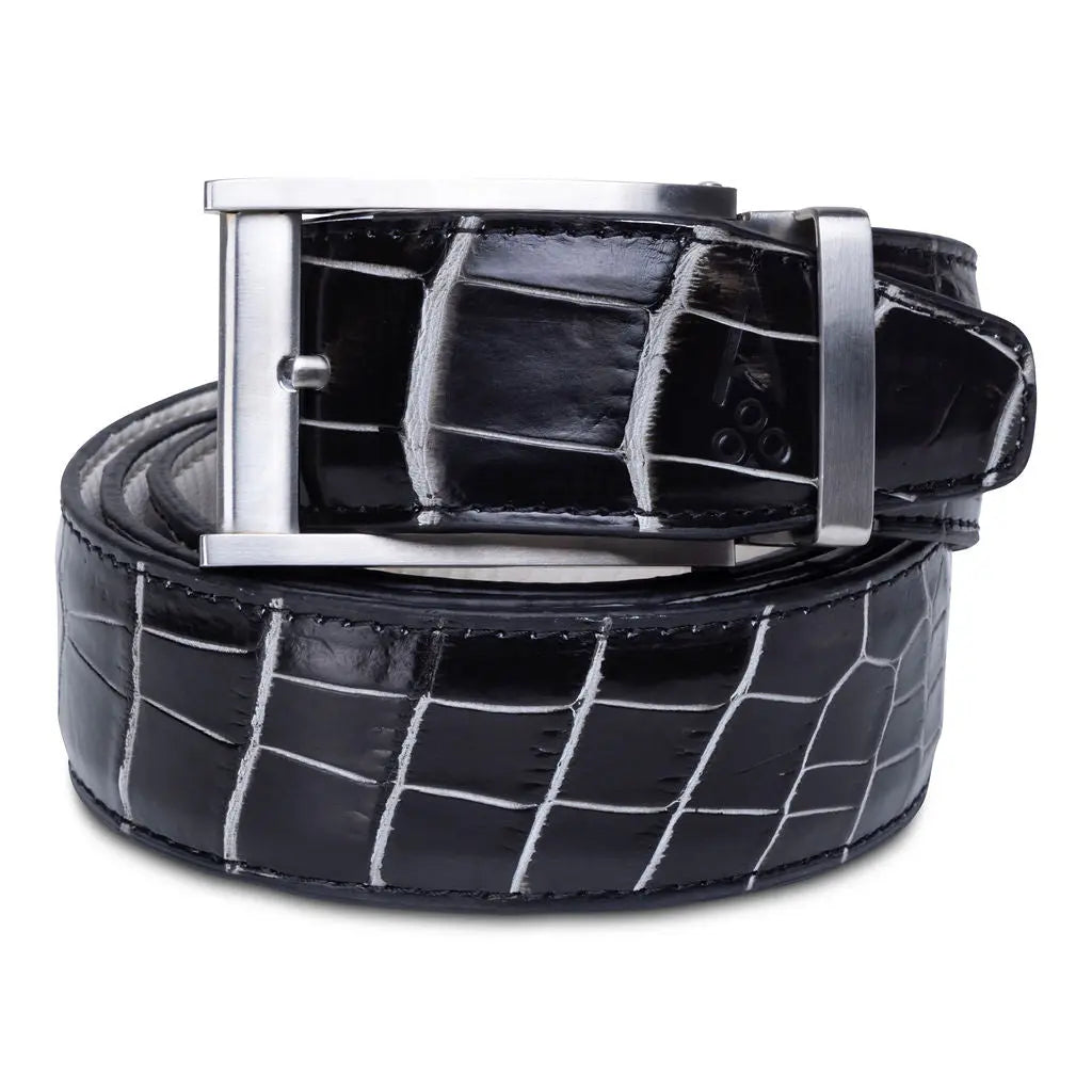 BLACK & WHITE ALLIGATOR - Premium GENUINE ALLIGATOR BELT from Ace of Clubs Golf Co. - Just $399.00! Shop now at Ace of Clubs Golf Company