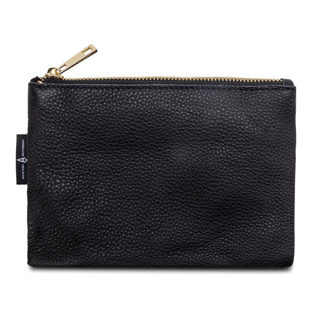 BLACK LEATHER ZIPPERED POUCH - Premium Zippered Pouch from Ace of Clubs Golf Co. - Just $69.00! Shop now at Ace of Clubs Golf Company