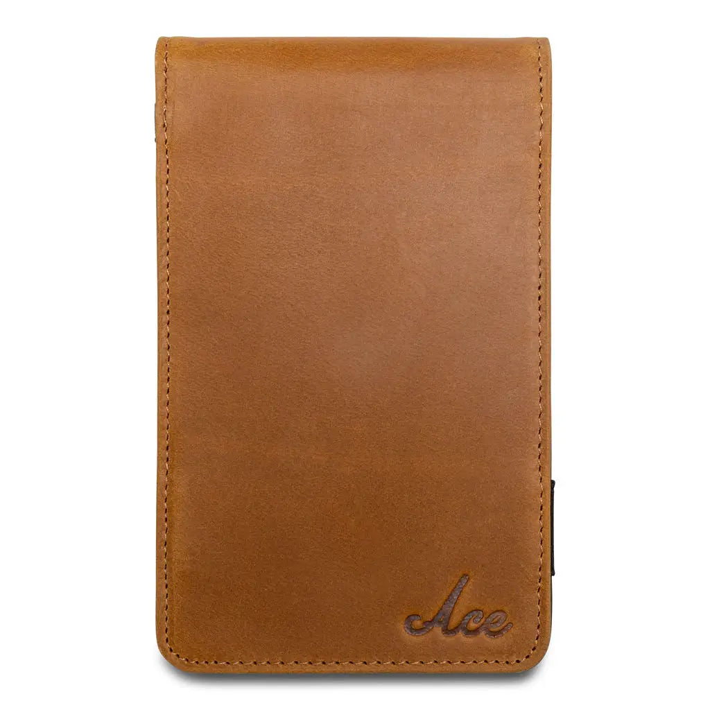 TAN LEATHER YARDAGE BOOK COVER - Premium YARDAGE BOOK COVER from Ace of Clubs Golf Co. - Just $79.00! Shop now at Ace of Clubs Golf Company