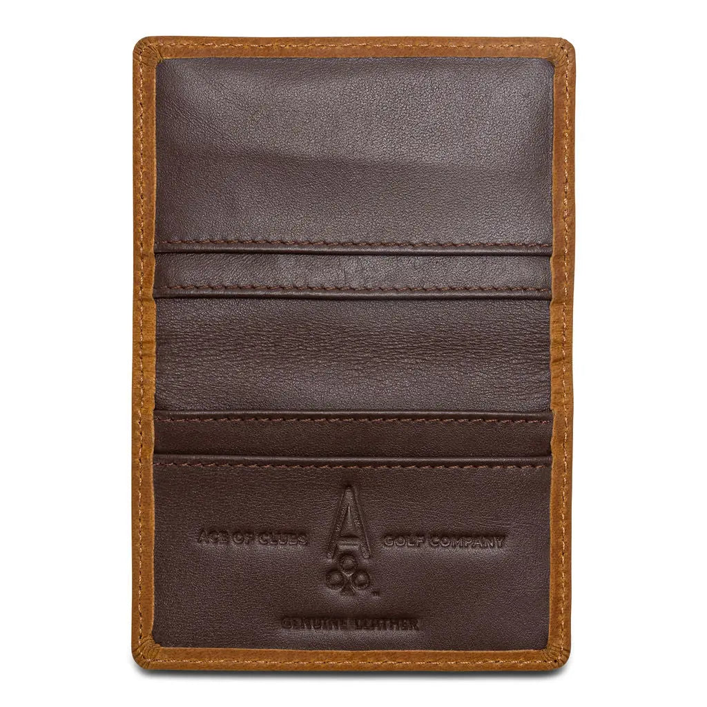 TAN LEATHER CARD CASE Ace of Clubs Golf Co.