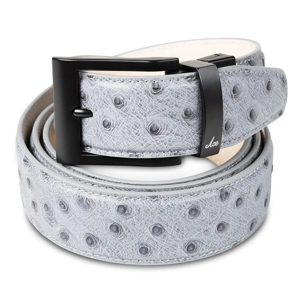 GRAY OSTRICH - Premium ONE-SIDED BELT from Ace of Clubs Golf Co. - Just $109.00! Shop now at Ace of Clubs Golf Company