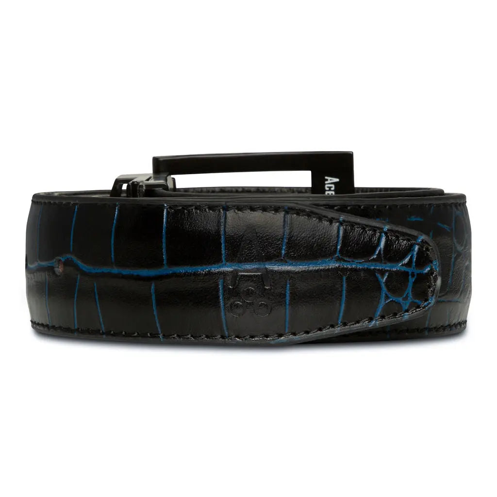 BLACK &amp; BLUE REVERSIBLE ALLIGATOR BELT - Premium REVERSIBLE BELT from Ace of Clubs Golf Co. - Just $159.00! Shop now at Ace of Clubs Golf Company